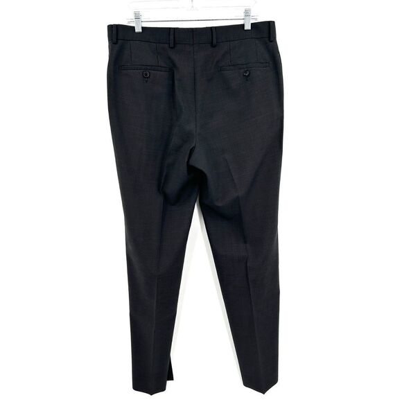 HUGO BOSS Men's 100% Wool Charcoal Gray Straight Leg Trouser Dress Pants Size 36 - Picture 2 of 8